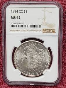 1884-CC Morgan Silver Dollar, NGC Certified MS64