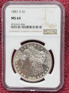 lot 6 image: 1881-S Morgan Silver Dollar, NGC Certified MS64