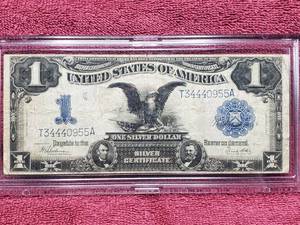 lot 14 image: 1899 $1 Silver Certificate Black Eagle Note  Lincoln & Grant  Large Currency
