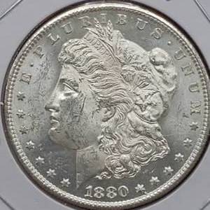 lot 19 image: 1880-S Morgan Silver Dollar, Higher Grade