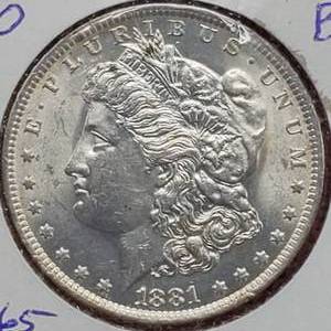 lot 21 image: 1881-O Morgan Silver Dollar, Higher Grade
