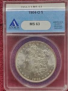 lot 29 image: 1904-O Morgan Silvar Dollar, ANACS Certified MS63