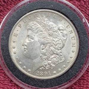 lot 41 image: 1891-S Morgan Silver Dollar in Airtite, Higher Grade