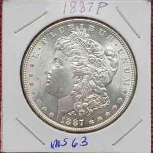 lot 42 image: 1887 Morgan Silver Dollar, Higher Grade