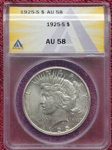 lot 52 image: 1925-S Peace Silver Doillar ANACS AU58