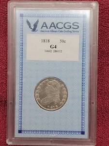 lot 56 image: 1818 Capped Bust Half Dollar AACGS G4
