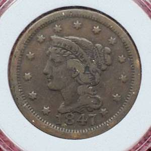 lot 59 image: 1847 Large Cent in Airtite