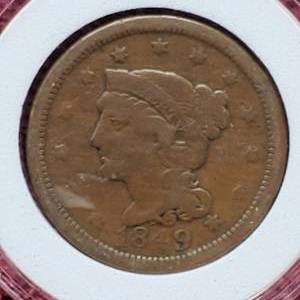 lot 60 image: 1849 Large Cent in Airtite