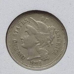 lot 63 image: 1866 3-Cent Nickel Higher Grade
