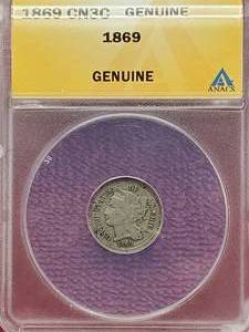 lot 64 image: 1869 3-Cent Nickel ANACS