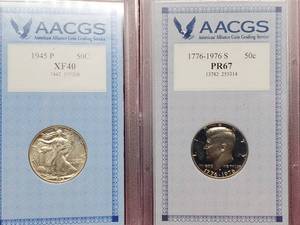 lot 71 image: 1945 XF40 WL Half, 90% Silver & 1776-1976-S Kennedy Half, clad