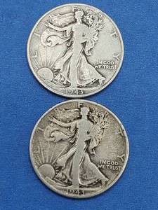lot 78 image: (2) 1943 Walking Liberty Half Dollars 90% Silver