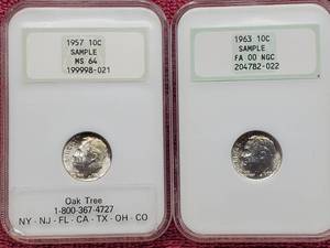 lot 90 image: 1957 Roosevelt Dime NGC MS64 & 1963 Roosevelt Dime 90% Silver