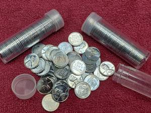 lot 91 image: 3 Rolls 1943 Steel Lincoln Cents--Appear mosty Uncirculated, Beautiful Coins