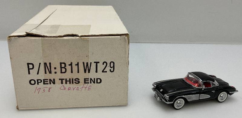 lot 10 image: (RELISTED DO TO NO SHOW) Franklin Mint Miniature Die Cast 1958 Corvette In Original Box