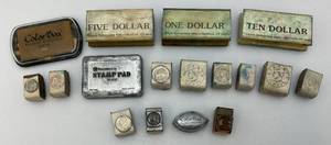 lot 60 image: Group Of Vintage Money Stamps And Stamp Pads