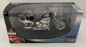 lot 64 image: Collectible 100% Hot Wheels Harley Davidson Dyna Wide Gzlide Die Cast Motorcycle (NIB)