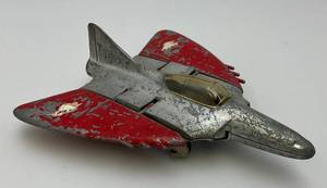 lot 102 image: 1940s-50s Hubley Space Age Jet Airplane With Folding Wings