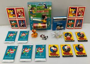 lot 105 image: Misc. Disney Collectibles Including RARE Discontinued From Disney Glass Coasters (NIB), Mickey Mouse Metal Brooch, Bubble Pipe & More