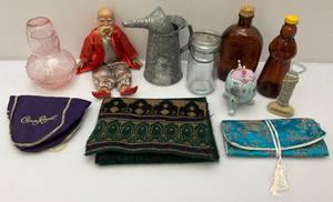 lot 108 image: Misc. Antique And Vintage Items Including Oriental Items, Maple Syrup Bottles And More