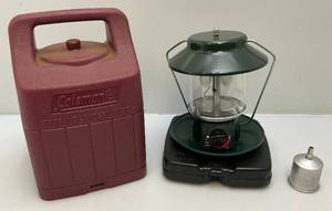 lot 209 image: Coleman Lantern With Plastic Carrying Case And Aluminum Funnnel