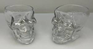 lot 55 image: Two Vintage Crystal Head Vodka Skull Drinking Glasses 3 34 x 5