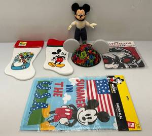 lot 221 image: Misc. Mickey Mouse Collectibles Including Disneys Magic Kingdom Glow With The Show Mickey Ears Hat & More