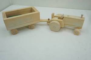 lot 24 image: Wooden Tractor and Trailer Toy