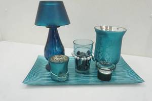 lot 26 image: Blue Teal Glass Home Decor Lot