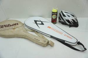 lot 55 image: Tennis Rackets, Balls, Bike Helmet