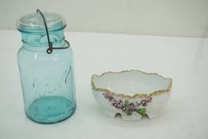 lot 135 image: Vintage Lefton China & Vintage Ball Canning Jar with Lid