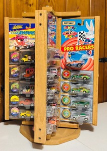 lot 32 image: Wooden Swivel Display All New in Box including Matchbox and Johnny Lighting Cars
