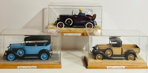 lot 79 image: Vintage Tonka Pressed Metal Cars including Model A Ford Roadster, Model A Ford Pickup and Model A Ford Phaeton in Display Boxes