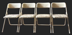 lot 83 image: Four Costco Folding Chairs with Fabric Seats