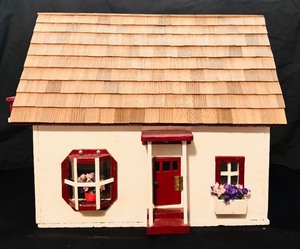 lot 120 image: Doll House with Shingles  Not Furnished  White with Red and Flowers