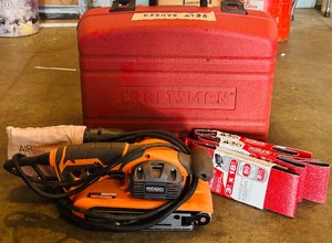 lot 108 image: Air Guard Technology Hand Belt Sander with Diablo Sanding Belts