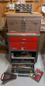 lot 226 image: Rolling Tool Storage Chest and Large Variety of Hand Tools