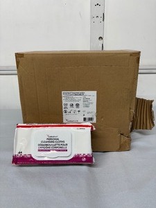 lot 109 image: NEW Case Cardinal Health Personal Cleansing Cloths  768 Total Wipes Fragrance-free, pre-moistened wipes with aloe for gentle cleansing. 12 packs per case, 64 wipes per pack. Great for incontinence care & quick clean-ups.