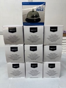 lot 24 image: Mixed Lot of 10 NEW Call Bells  1 Advantus Brushed Nickel, 9 Amazon Basics Chrome  Professional-Quality Metal Bells with Clear Resonant Chimes for Reception Counters, Offices, Concierge Desks & Home Use  Dont Miss Out