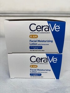 lot 73 image: Lot of 2 Cases CeraVe AM Facial Moisturizing Lotion SPF 30 NEW .5m samples  Daily Hydration with Broad Spectrum Sun Protection, Ceramides, Hyaluronic Acid & Niacinamide  Non-Comedogenic, Fragrance-Free, Oil-Free  Perfect for All Skin Types