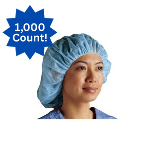 lot 31 image: New Case of Comfort Bouffant Caps  Cardinal Health 21 Size, 1,000 Total  Lightweight, Nonwoven Spunbond Polypropylene, Roomy & Comfortable Fit with Gentle Elastic  Perfect for Healthcare, Labs, Food Service & Facility Use  Dont Miss Out