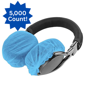 lot 30 image: New Case of Headphone Covers   Safe Sound Brand Size 3, 5,000 Count  Thin, Disposable Elasticized Covers Fit Various Headphones, Allow Sound to Pass Through, Keep Headphones Germ & Bacteria Free  Perfect for Schools, Offices, Labs & More