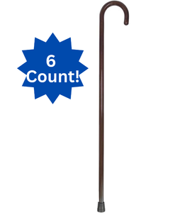 lot 99 image: New Case of 6 MediChoice Solid Maple Wooden Canes  Walnut Finish, 36 Height, 1 Diameter  Durable & Stylish Support for Balance & Mobility