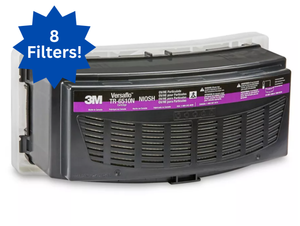 lot 107 image: MSRP $1,500 Lot of 8 New 3M Versaflo High Efficiency Filters TR-6710N Compatible with TR-600 & TR-800 PAPR systems. Provides advanced particulate protection against dusts, mists & fumes. Regular replacement ensures peak performance & safety.