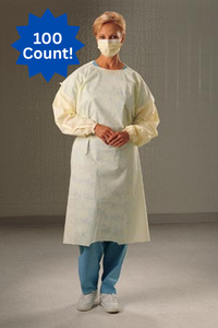 lot 29 image: New Case of Halyard XL Yellow Cover Gowns  100 Total (10 Packs of 10)  Breathable Spunbond Protective Gowns for Light Fluid or Chemical Contact, Comfortable & Durable  Perfect for Healthcare, Labs, Paint Projects or Facility Use