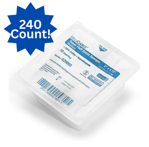 lot 78 image: New Case of MediChoice Super Fluff Gauze Sponges 240 Count  6x6.75, 100% Woven Cotton, Diamond Fold for Superior Loft & Absorbency  Ideal for Wound Dressing, Packing, Cleaning & Prep  Durable, Cushioned Protection for Sensitive Skin