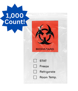 lot 83 image: New Case of 1,000 MediChoice Specimen Biohazard Bags  6 x 9, Clear, Zip Closure with Paperwork Pocket, Latex-Free  Perfect for Safe Medical Use Or Spooky Halloween Fun  Collect, Store, or Haunt Responsibly  Dont Miss Out