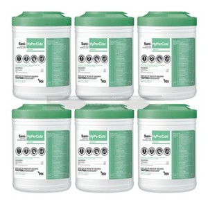 lot 59 image: 1 Case (6 Containers) NEW Sani-HyperCide Disposable Extra Large Wipes 65 Wipes Each Tub Ready-to-use hydrogen peroxide formula,&nbspdemonstrated effectiveness against viruses similar to Monkeypox virus