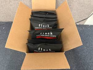 lot 129 image: 8 Bags of Flock Chicken Skin Crisps - Hot Nashville Seasoned