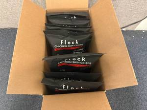 lot 131 image: 8 Bags of Flock Chicken Skin Crisps - Hot Nashville Seasoned